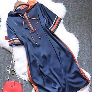 Navy Hooded Dress